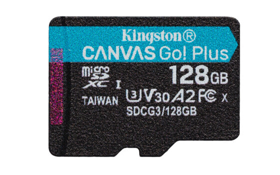 Kingston Canvas Go! Plus - 128 GB - MicroSD - Class 10 - UHS-I - 170 MB/s - 90 MB/s - накопитель памяти