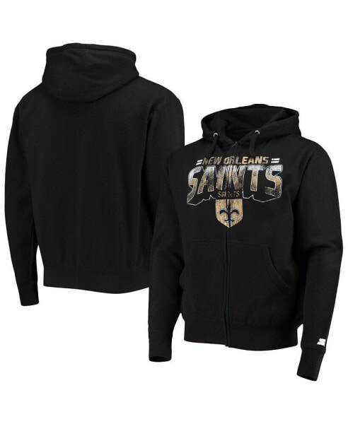 Men's Black New Orleans Saints Throwback Perfect Season Full-Zip Hoodie Jacket