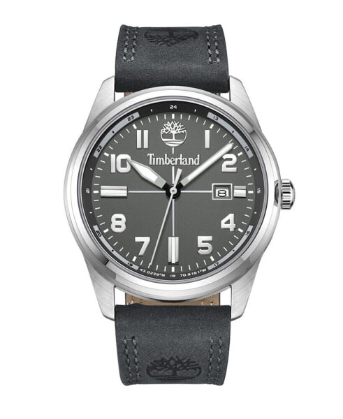 Men's Northbridge Gray Dark Genuine Leather Strap Watch, 45mm