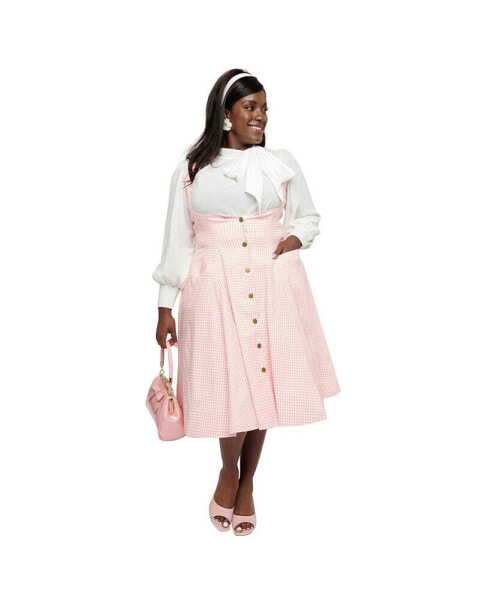 Plus Size Button Suspender Swing Skirt