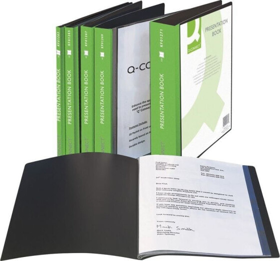 Папка офертная Q-CONNECT с карманом для описания, PP, A4, 460 мкм, 10 конвертов, черная