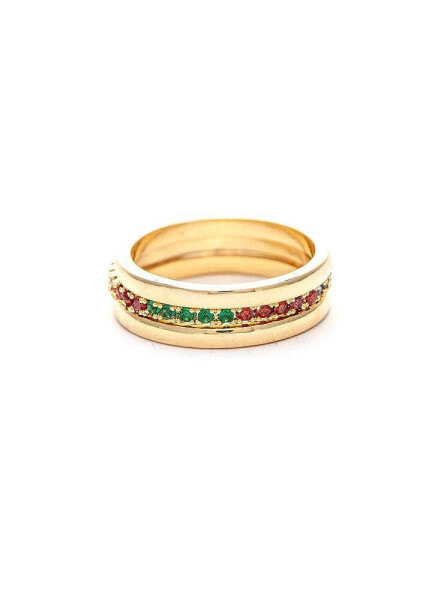 Multi Color Cubic Zirconia Triple Ring Stack Set