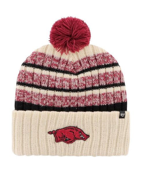 Men's Khaki Arkansas Razorbacks Tavern Cuffed Knit Hat with Pom