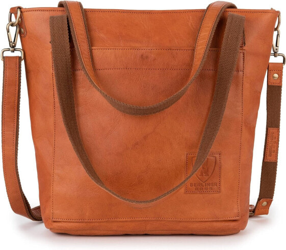 Berliner Bags Verona Vintage Shoulder Bag Leather Handbag for Women - Brown, brown