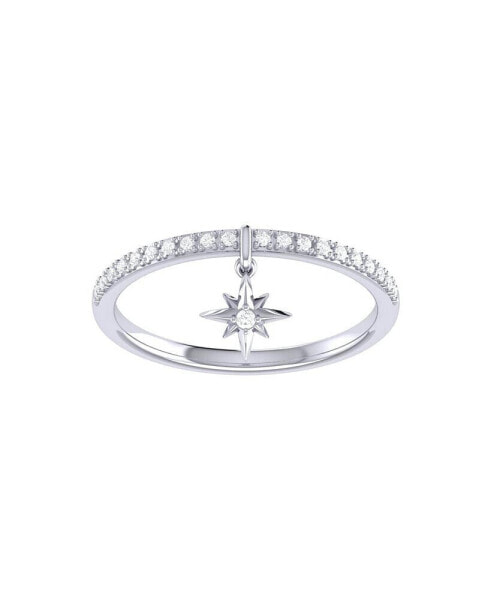 Little North Star Design Sterling Silver Diamond Charm Women Ring