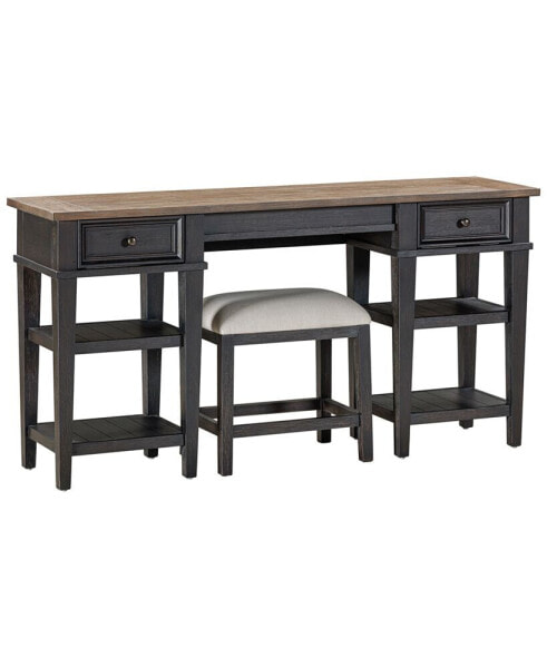 Dawnwood 60" Wood Sofa Writing Table with Stools, Created for Macy's