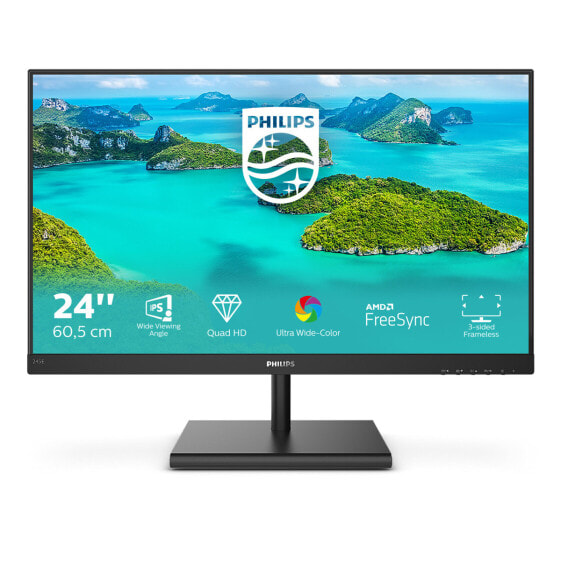 Philips E Line 245E1S/00 - 60.5 cm (23.8") - 2560 x 1440 pixels - 2K Ultra HD - LCD - 4 ms - Black