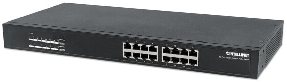 Intellinet 16-Port Gigabit Ethernet PoE+ Switch - 16 x PoE ports - IEEE 802.3at/af Power-over-Ethernet (PoE+/PoE) - Endspan - Rackmount (Euro 2-pin plug) - Unmanaged - L2 - Gigabit Ethernet (10/100/1000) - Power over Ethernet (PoE) - Rack mounting - 1U