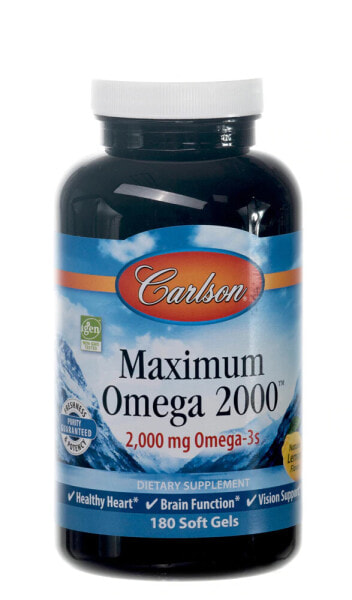Carlson Maximum Omega 2000 Natural Lemon Омега-3 и здоровья сердца и функций мозга 180 гелевых капсул