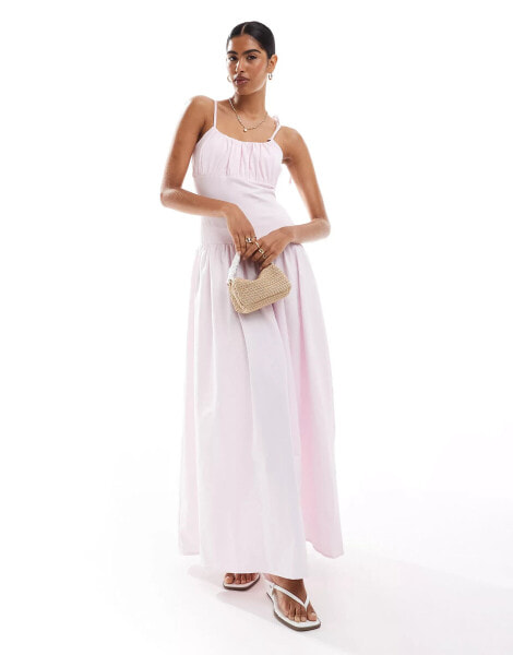 ASOS DESIGN poplin mix gathered bust maxi dress