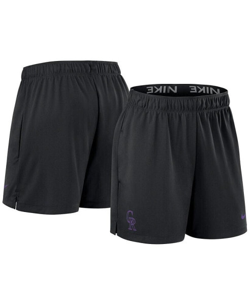 Women's Black Colorado Rockies Authentic Collection Knit Shorts