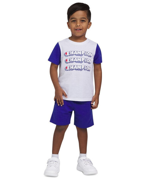 Toddler & Little Boys Short-Sleeve T-Shirt & Fleece Shorts, 2 Piece Set