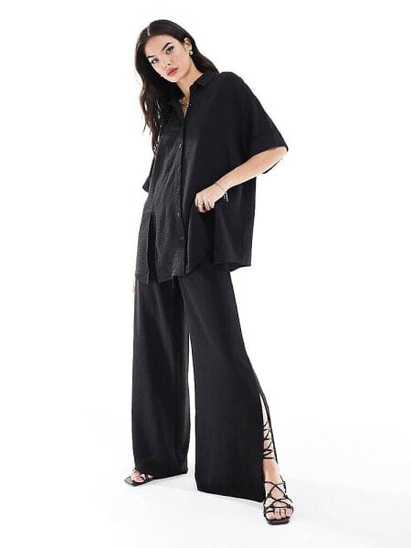 The Frolic vanora relaxed beach trouser co-ord in black