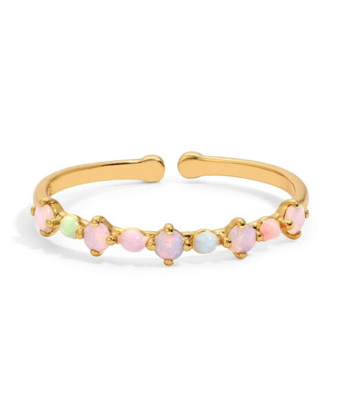 Enamel and Crystal Pastel Hues Ring