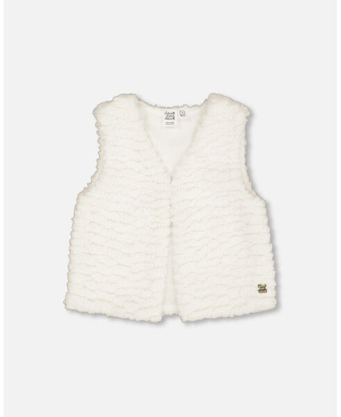 Big Girls Faux Fur Vest Off White