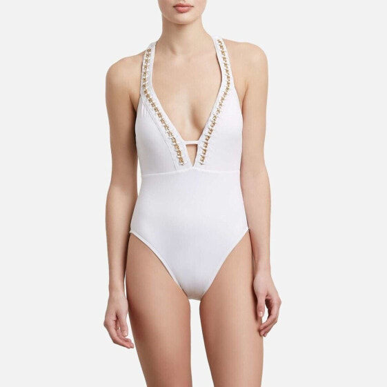 Kenneth Cole Chain Reaction Plunge Women's One Piece Swimsuits Sz. L 150055