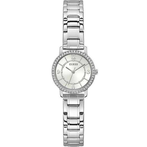 GUESS Ladies 28mm Watch - Silver Tone Bracelet Silver Tone Case White Dial GW...
