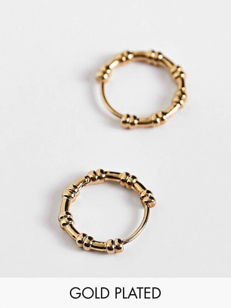 Orelia bamboo huggie hoops in gold plate