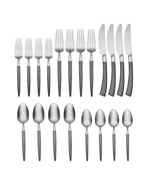 Adjacent Midnight 20 Piece Everyday Flatware Set, Service For 4