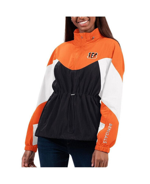 Women's Black, Orange Cincinnati Bengals Tie Breaker Lightweight Quarter-Zip Jacket