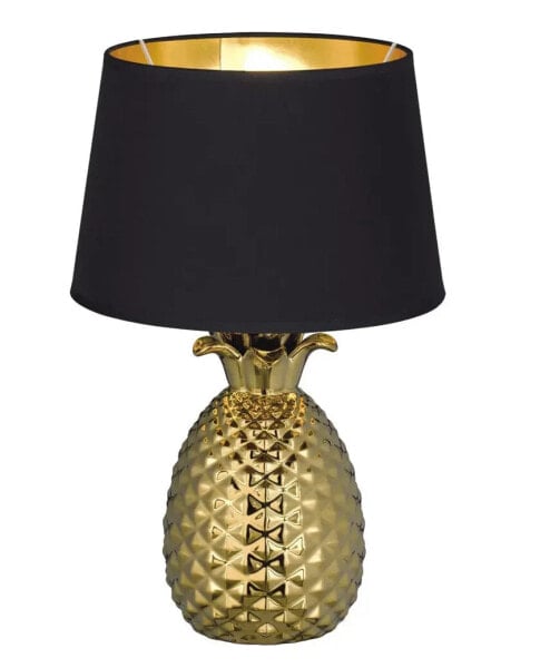Настольная офисная лампа MeineWunschleuchte Tischlampe Keramik Gold, Stoff Schwarz