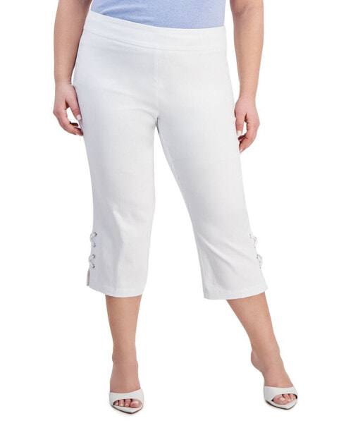 Plus Size Side Lace-Up Capri Pants, Created for Macy's