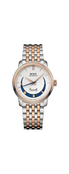 Women's Swiss Automatic Baroncelli Smiling Moon Two Tone Stainless Steel Bracelet Watch 33mm