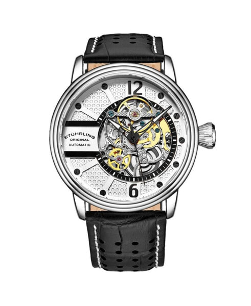 Часы Stuhrling Black Leather Watch 44mm