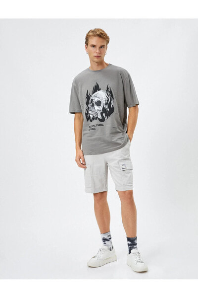 Футболка Koton Oversize Skull Print Crew Neck