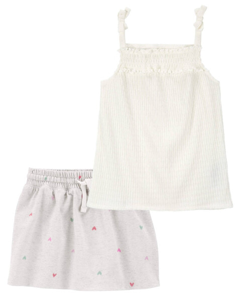 Baby 2-Piece Textured Smocked Tank & Jersey Skort Set 18M