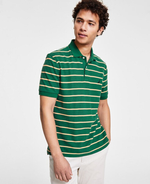 Men's Classic-Fit Striped Performance Deck Polo