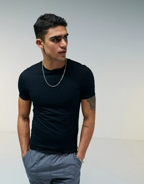 ASOS DESIGN essential muscle fit t-shirt in black