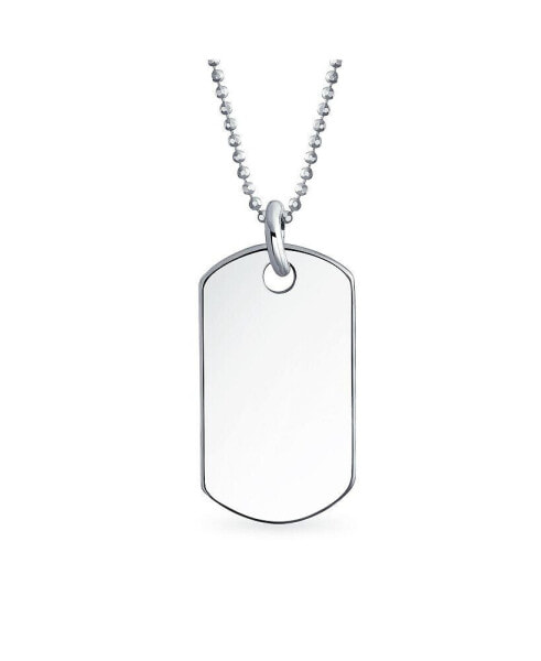 Medium Plain Simple Basic Cool Men's Identification Military Army Dog Tag Pendant Necklace For Men Teens Polished Sterling Silver