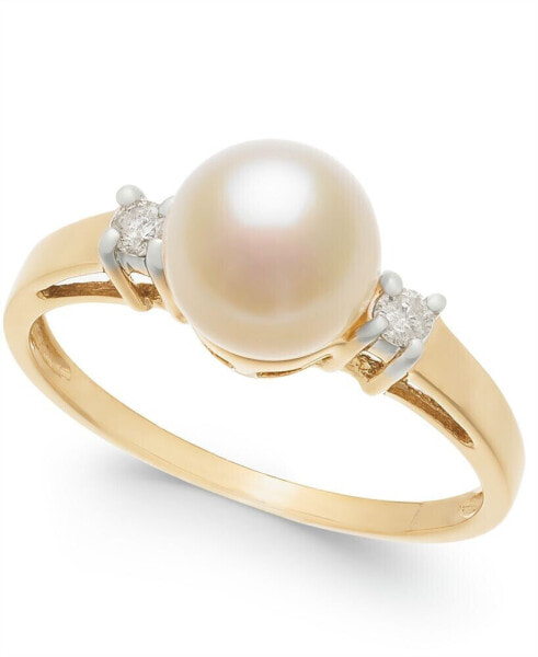 Cultured Freshwater Pearl & Diamond (1/10 ct. t.w.) Ring in 14k Gold