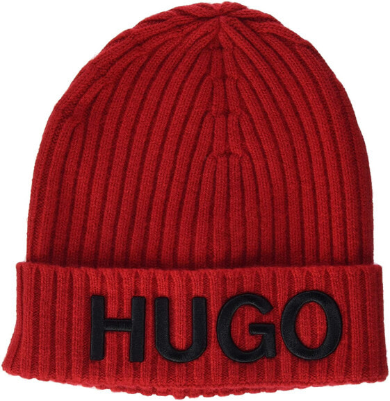 Мужская шапка красная трикотажная HUGO Mens beanie hat