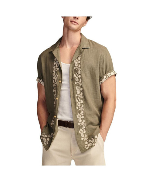 Men's Embroidered Camp Collar Short Sleeve Shirt