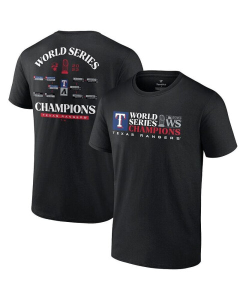 Men's Black Texas Rangers 2023 World Series Champions Milestone Schedule T-shirt