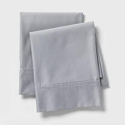 Standard 800 Thread Count Solid Performance Pillowcase Set Light Gray -