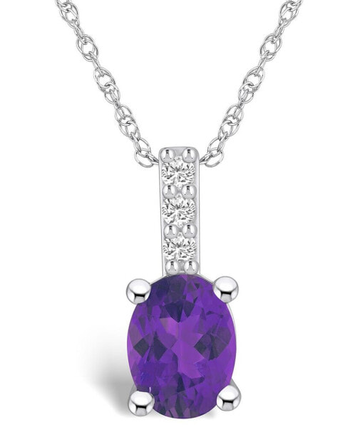 Amethyst (1-1/5 Ct. T.W.) and Diamond Accent Pendant Necklace in 14K White Gold