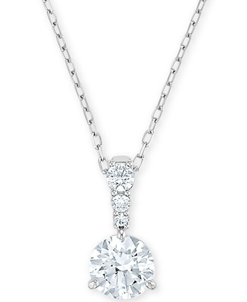 Swarovski silver-Tone Crystal Solitaire Pendant Necklace, 14-7/8" + 2" extender