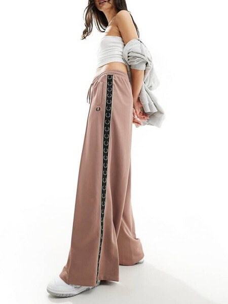 Fred Perry wide leg track pants trousers in pink