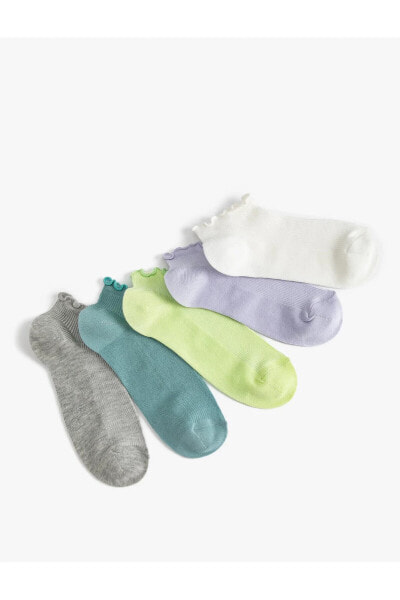 5'li Patik Çorap Seti Fırfır Detaylı Çok Renkli