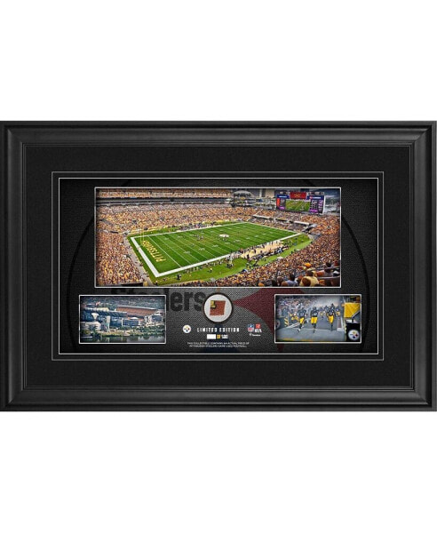 Pittsburgh Steelers Framed 10" x 18" Stadium Panoramic Collage with Game-Used Football - Limited Edition of 500