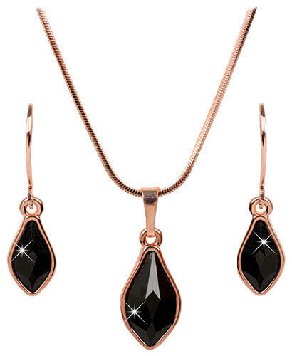 Bronze set of earrings and necklace Flame Jet SET-040