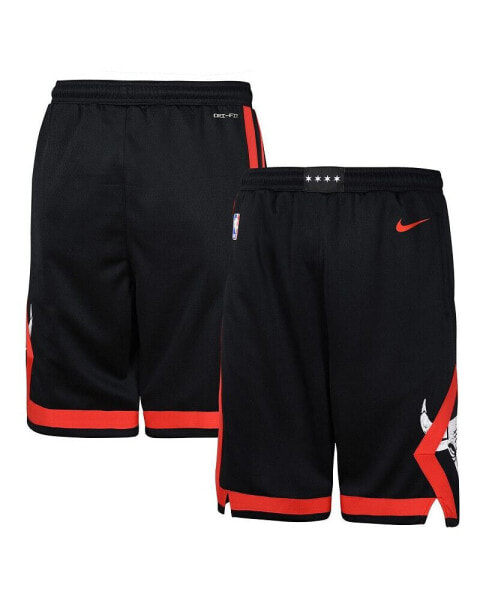 Big Boys Black Chicago Bulls 2023/24 City Edition Swingman Performance Shorts