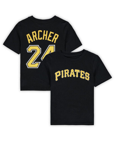 Preschool Boys and Girls Chris Archer Black Pittsburgh Pirates Name and Number T-shirt