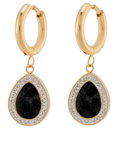 Gold-plated hoop earrings with zircon VAAJDE201689G-BK