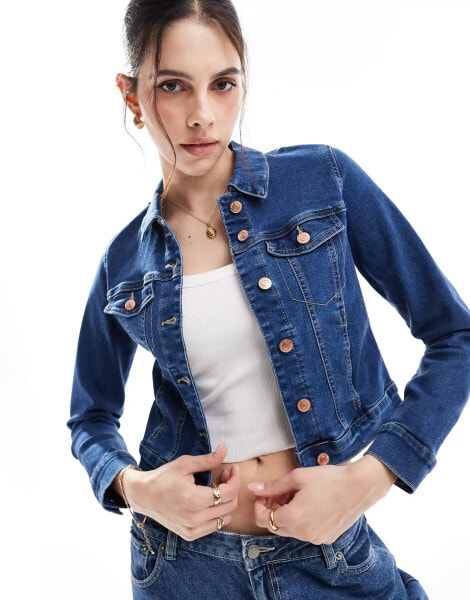 Vero Moda slim denim jacket in medium blue