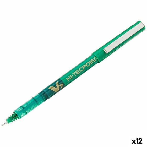 Ручка с жидкими чернилами Pilot V-7 Hi-Tecpoint Зеленый 0,5 mm (12 штук)