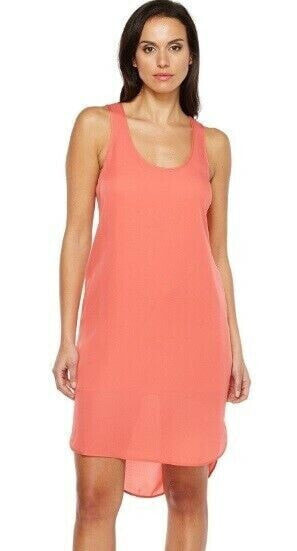 Heather 241146 Womens Silk Scoop Neck Sleeveless Tank Dress Melon Size X-Large